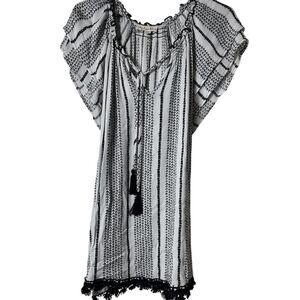 Indigo Rose Dress Black‎ White Crochet Coastal Cottage Fisherman Plus 2X
